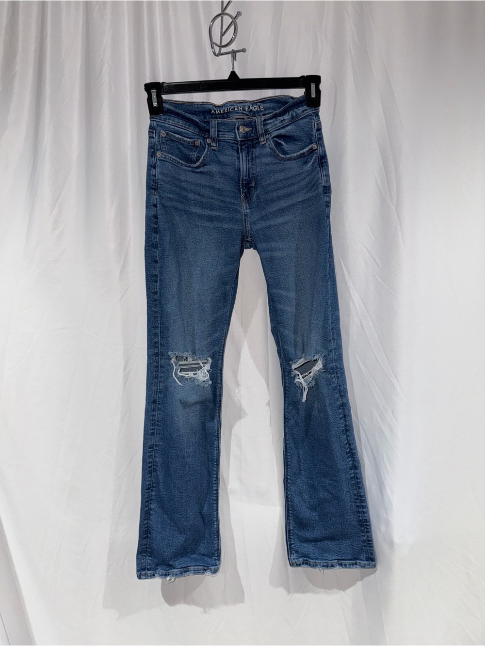 American Eagle Jeans Blue Distressed Stretch 90’s Bootcut Mid Rise Denim 2